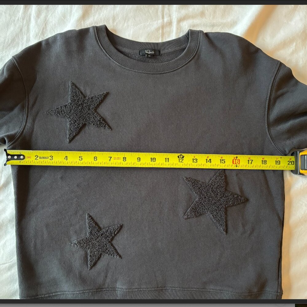 Rails Fleece Sonia Crewneck Sweatshirt with Stars Washed Black Size XS - Picture 6 of 7